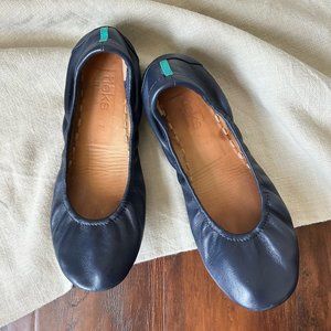 TIEKS by Gavrieli Slip-On Ballet Flats Shoes Navy Leather Foldable